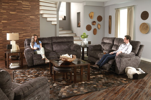 Sedona Power Headrest With Lumbar Lay Flat Reclining Sofa Smoke 42.5'