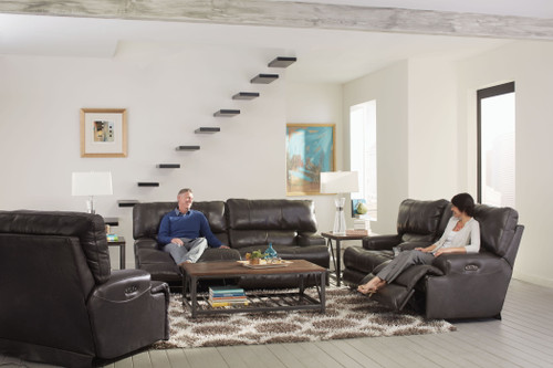 Wembley Power Headrest Power Lay Flat Reclining Sofa Steel