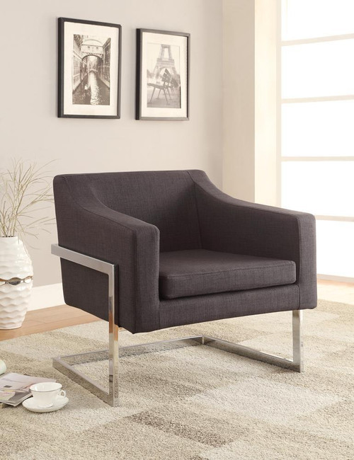 Upholstered Accent Chair With Modular Chrome Base Gray