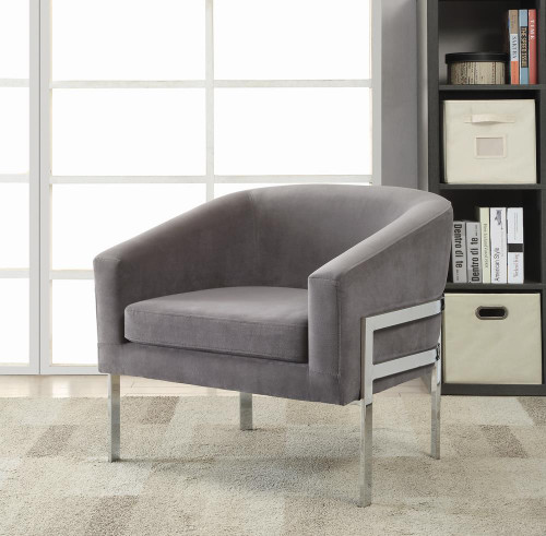 Barrel Back Accent Chair With Sloped Arm Gray