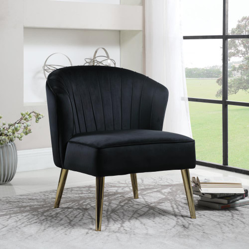 Upholstered Accent Chair With Tapered Legs Black