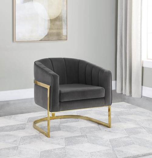 Tufted Barrel Accent Chair Gray