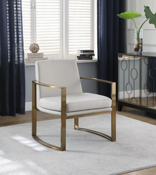 Concave Metal Arm Accent Chair White
