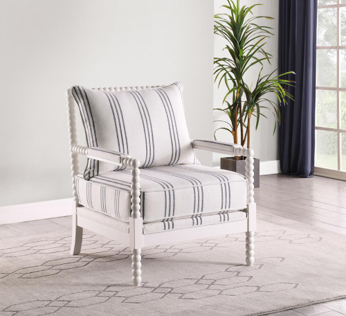 Blanchett Upholstered Accent Chair With Spindle Accent Pearl Silver