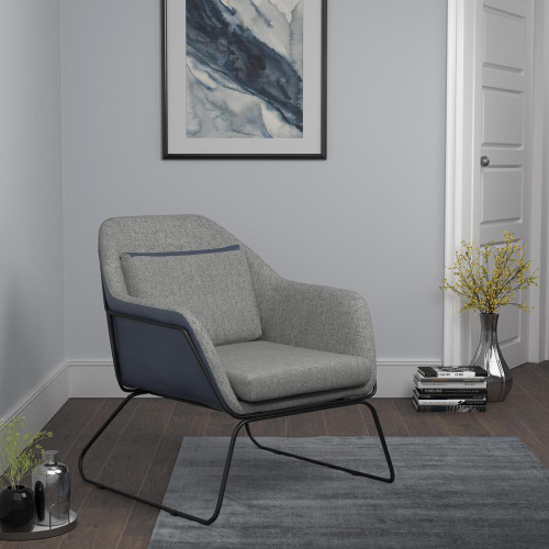 Accent Chair Grey and Blue
