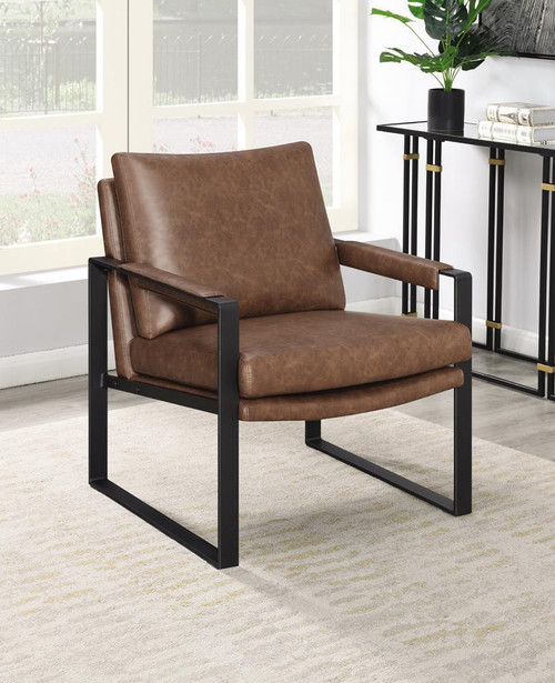 Upholstered Accent Chair With Removable Cushion Brown