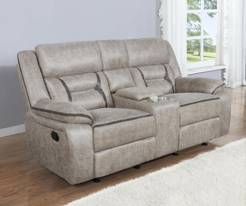 Greer Glider Loveseat W/ Console Taupe
