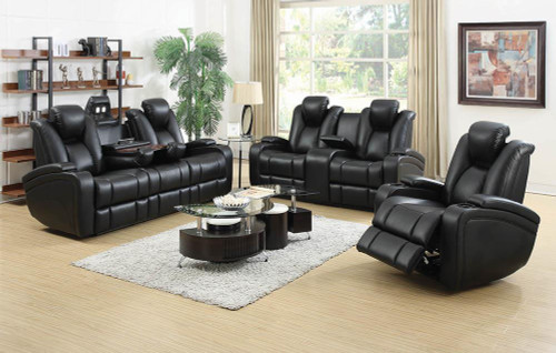 Delange Power Reclining Loveseat Black