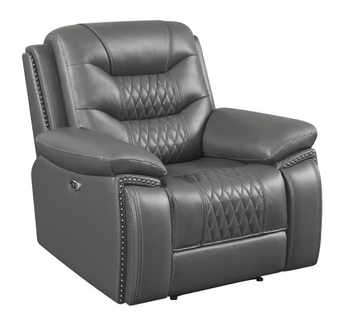 Flamenco Tufted Upholstered Power Recliner Gray