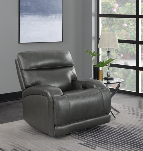 Longport Upholstered Power Glider Recliner Gray