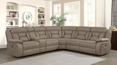 Higgins Motion Collection 4 Pc Power Sectional Light Brown