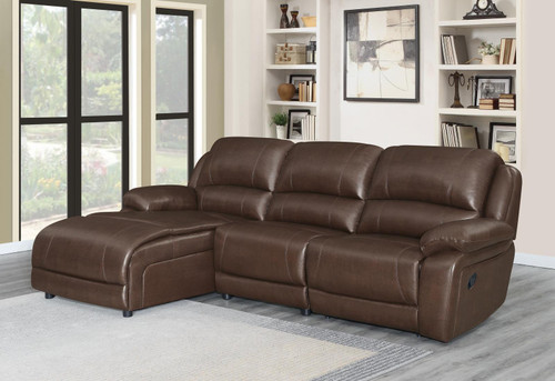 Mackenzie 3 Piece Motion Sectional (2 Recliners) Chestnut