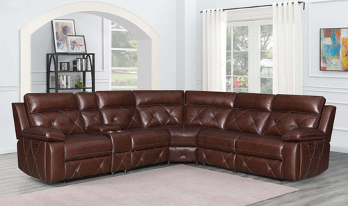 Chester Power Reclining Sectional Brown