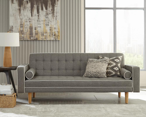 Lassen Tufted Upholstered Sofa Bed Pearl Silver