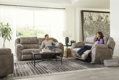 Flynn PowerHead With Lumb Power Lay Flat Rock Loveseat With Dual Heat & Massage Fig