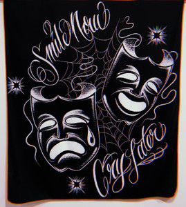 Smile Now, Cry Late Pen & Ink Wall Tapestry Black Smile Now, Cry Late Pen & Ink Wall Tapestry Black