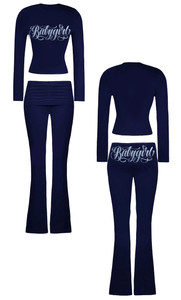 Limited Edition 'Babygirl' Script Long Sleeve Shirt & Leggings Loungewear Set (NAVY) Limited Edition 'Babygirl' Script Long Sleeve Shirt & Leggings Loungewear Set (NAVY)