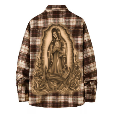 Limited Edition 'OUR LADY' Airbrushed Cut & Sew Flannel (Brown)