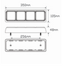 Line Drawing - 80BARRWM - Stop, Tail, Indicator, Reverse Light Quad Bar Light Multi-Volt 12v & 24v. Caravan Friendly. Black Housing Red, Amber & Clear Lens, Red, Amber & White LED. LED Auto Lamps. Ultimate LED. 