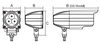 RWL215SG - 15 watt 2.5 inch spot beam light. Comes with glare cover. Ideal for truck mirror's while reversing.  Line Drawing. A = 66 x B = 156 with glare cover  C = 120mm. RoadVision. Ultimate LED.