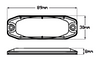 Line Drawing - 120033BM - LED Strobe Module Lamp Blue. 11 Strobe Patterns Multi-Volt 12v 24 Volt 3M Tape or Screw On Fitting. Single Pack Clear Housing Clear Lens & Blue LED's Super Slim Line Light Go Stealth. Autolamps. Ultimate LED. 