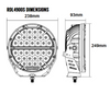 Line Drawing - RDL4901S - 9 inch Dominator DL2 Series Driving Lights with Daytime Running Lights. 142 watts. Tough and Durable. Premium Driving Light. Spot Beam. RoadVision. Ultimate LED.