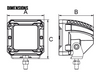 Line Drawing - RWL3412S - 4 Inch Square LED Spot Beam Work Light. 12 Watt. Multi-Volt 10 to 30 Volt DC. 5 Year Warranty. Spot Beam 12 watts. Roadvision. Ultimate LED.