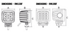 Line Drawing - RWL590S - Square 90 Watt LED Spot Beam Work Light. 90 Watt. Multi-Volt 10v & 30 Volt DC. 5 Year Warranty. Flood Beam. Great Work Light. Roadvision. Ultimate LED.