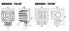 Line Drawing - RWL5180F - Square 150 Watt LED Flood Beam Work Light. 150 Watt. Multi-Volt 10v to 30 Volt DC. 5 Year Warranty.  Flood Beam 150 watts, 12000Lm. great Work Light. Roadvision. Ultimate LED.