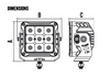 Line Drawing - RWL5280F - Square 120 Watt LED Flood Beam Work Light. 120 Watt. Multi-Volt 10v & 30 Volt DC. 7 Year Warranty. Flood Beam 120 watts, 9830Lm. Great Work Light. Roadvision. Ultimate LED.