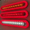 Halo Diffused Park light with Stop, Sequential Indicator & Reverse LED Taillight. 12 volt System. Twin Pack Coloured Lens, Amber, Red & White LED with Red Halo Surround. HR235ASRW-2. Slim Line ADR Approved LED Taillights. New Release