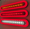 Halo Diffused Park light with Stop, Sequential Indicator & Reverse LED Taillight. 12 volt System. Twin Pack Clear Lens, Amber, Red & White LED with Red Halo Surround. HR235CASRW-2. Slim Line ADR Approved LED Taillights. New Release