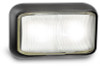 58WM - Front End Outline Marker Light, Black Base Clear Lens White LED Multi-Volt 12v & 24v. Low Profile. Caravan Friendly. Single Pack. LED Auto Lamps. Ultimate LED. 