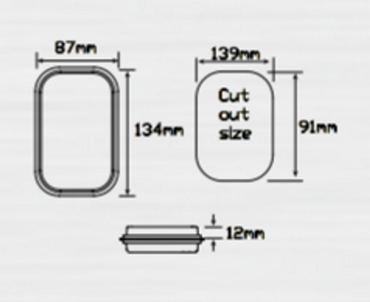 131 Series Line Drawing - 131RM Stop Tail Light Red Lens and LED Multi-Volt 12v & 24v Single Pack. AL. Ultimate LED. 