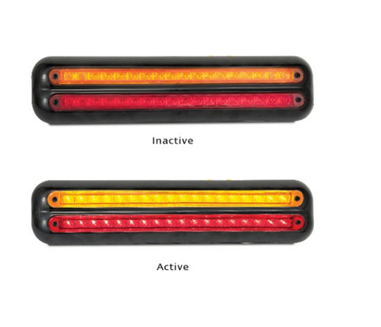 380BAR12 - Slim Line Strip Combination Light. Stop, Tail, Indicator Light 12v Blister Single Pack Double Bracket. Caravan Friendly. LED Auto Lamps. Ultimate LED. 