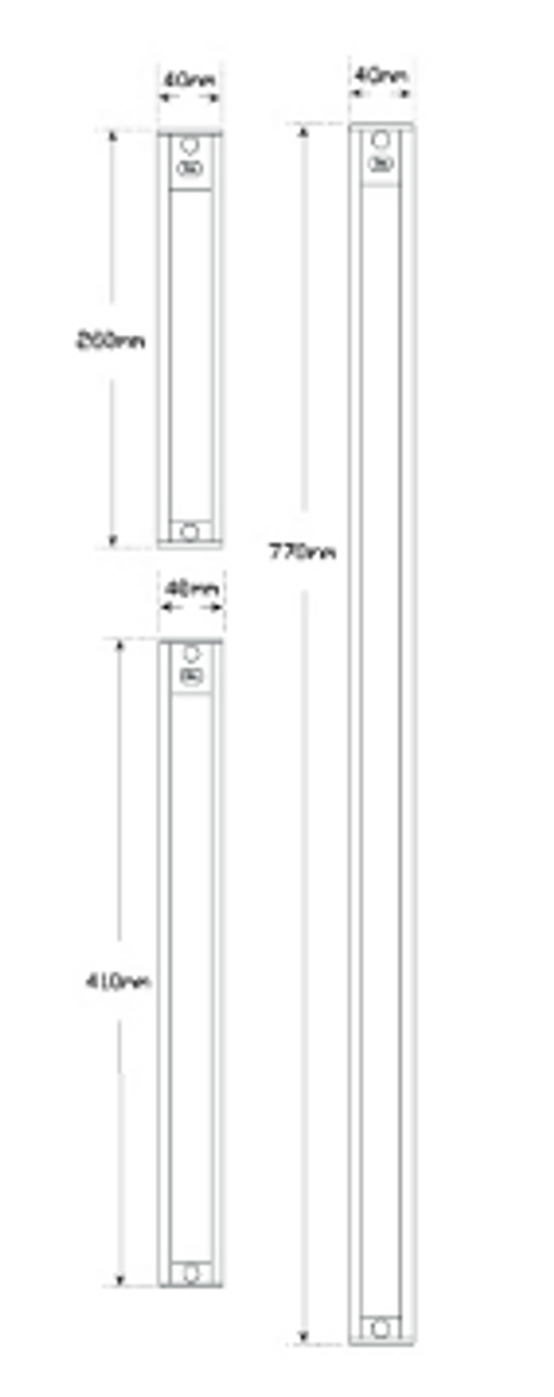 40 Series Line Drawing - 40260SMCU - Interior Strip Lamp with On & Off Touch Button Opaque Lens Silver Surround 12v Single Pack. AL. Ultimate LED.