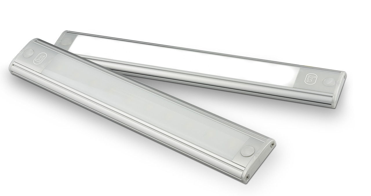 40260SMCU - Interior Strip Lamp with On & Off Touch Button Opaque Lens Silver Surround 12v Single Pack. AL. Ultimate LED.