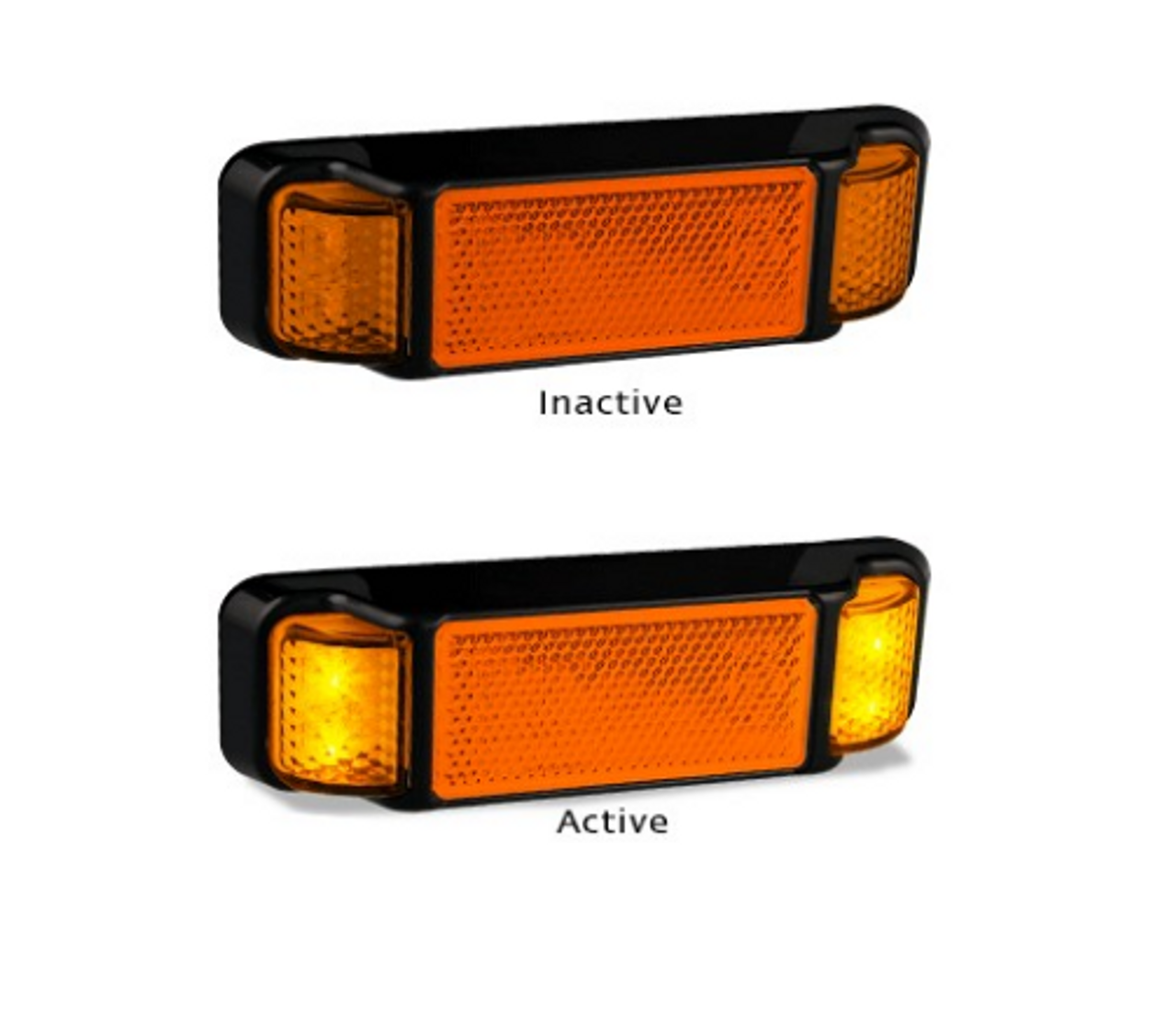 38AM - Side Direction Indicator Marker Light with Reflex Reflector Multi-Volt 12v & 24v. Caravan Friendly. Blister Single Pack Black Housing Amber Lens & Amber LED Low Profile. LED Auto Lamps. Ultimate LED. 