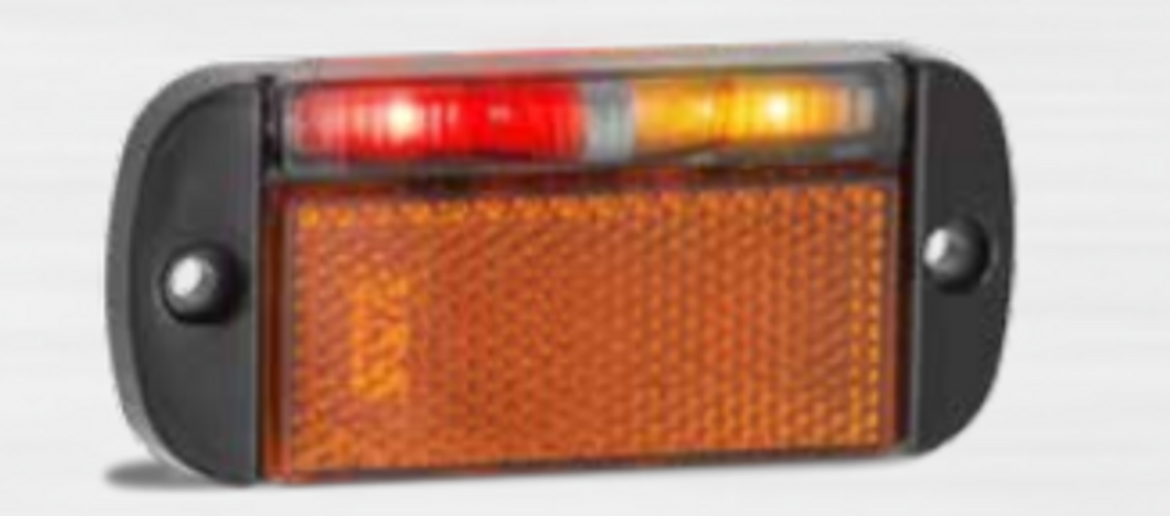 44ARMLB - Side Marker Marker Light with Amber Reflector Multi-Volt 12v & 24v. Caravan Friendly. Blister Single Pack LEFT SIDE ONLY Black Housing Clear Lens & Amber, Red LED. LED Auto Lamps. Ultimate LED.  