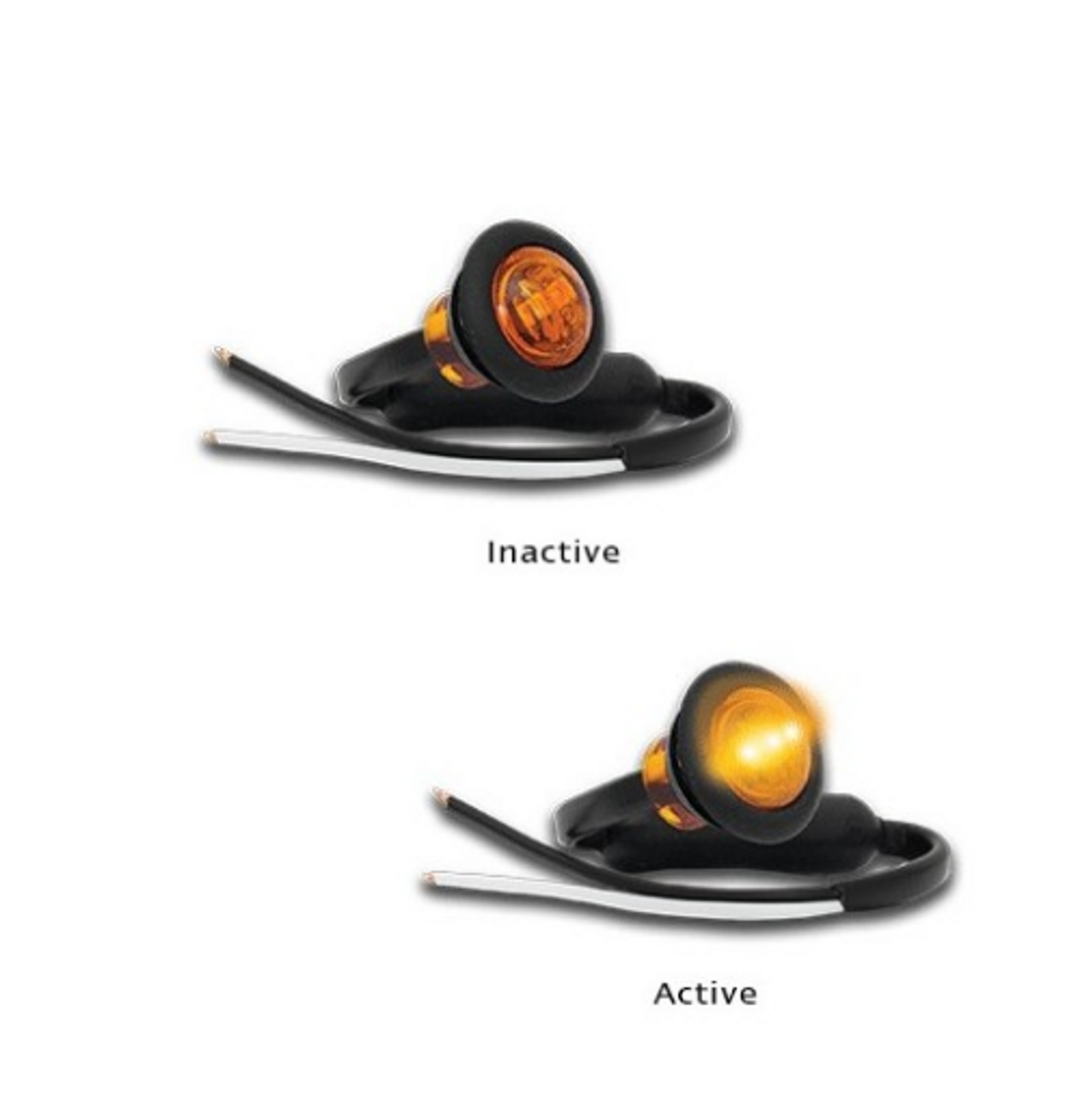 181AME - Side Marker LED Light. 181 Series Rubber Housing Multi-Volt 12v & 24v 28mm Round Blister Single Pack Amber Lens & Amber LED. LED Auto Lamps. Ultimate LED.