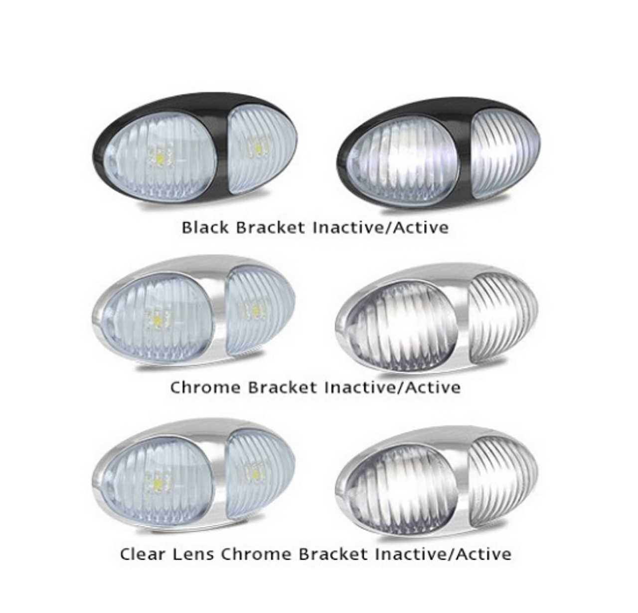 37 Series White LED - 37CWM - Front End Outline Marker with Chrome Base Multi-Volt Single Pack. LED Auto Lamps. Ultimate LED