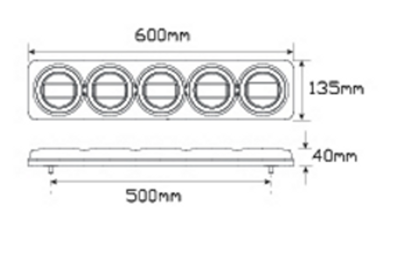 Line Drawing - MAXILAMPC5XR - Modern & Stylish Maxilamp 5 Stop, Tail, Indicator with Reflector. Multi-Volt 12v & 24v Blister Single Pack. LED Auto Lamps. Ultimate LED. 
