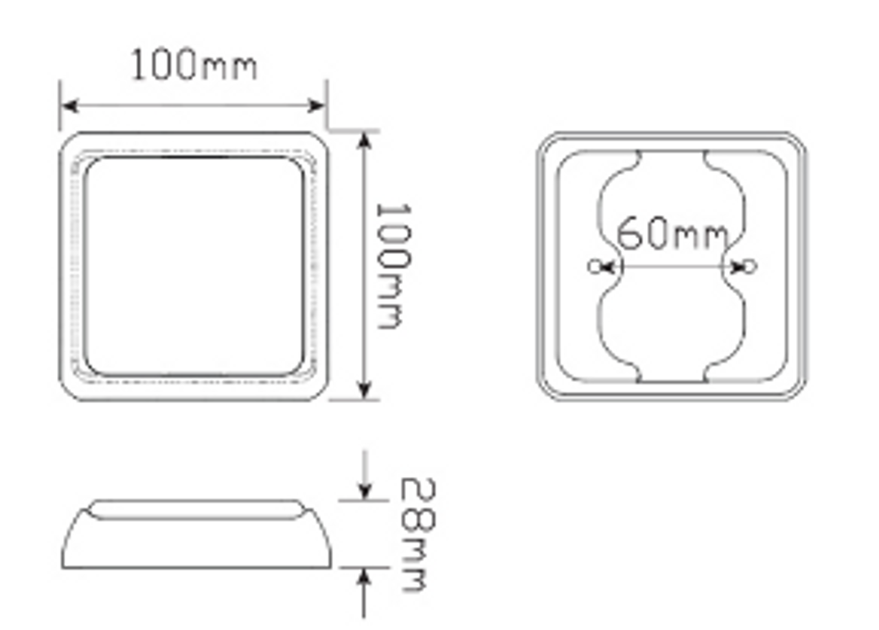 Line Drawing - 80AM Rear Indicator Single Function light Multi-Volt 12v & 24v, Single Pack. AL. Ultimate LED. 