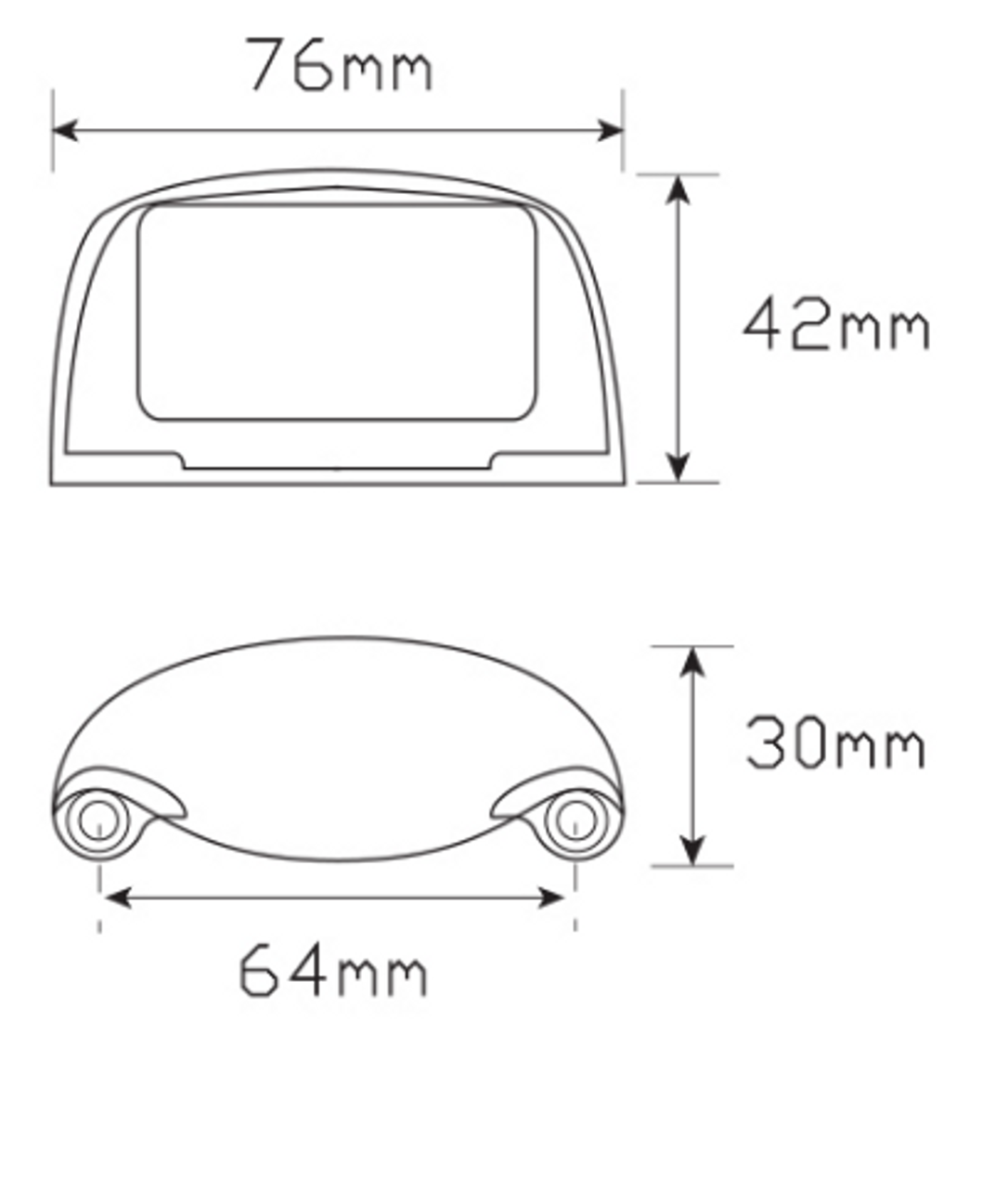 Line Drawing - 35BLM - Licence Plate Lamp Multi-Volt 12v & 24v Black Housing Low Profile Single Pack. AL. Ultimate LED.  