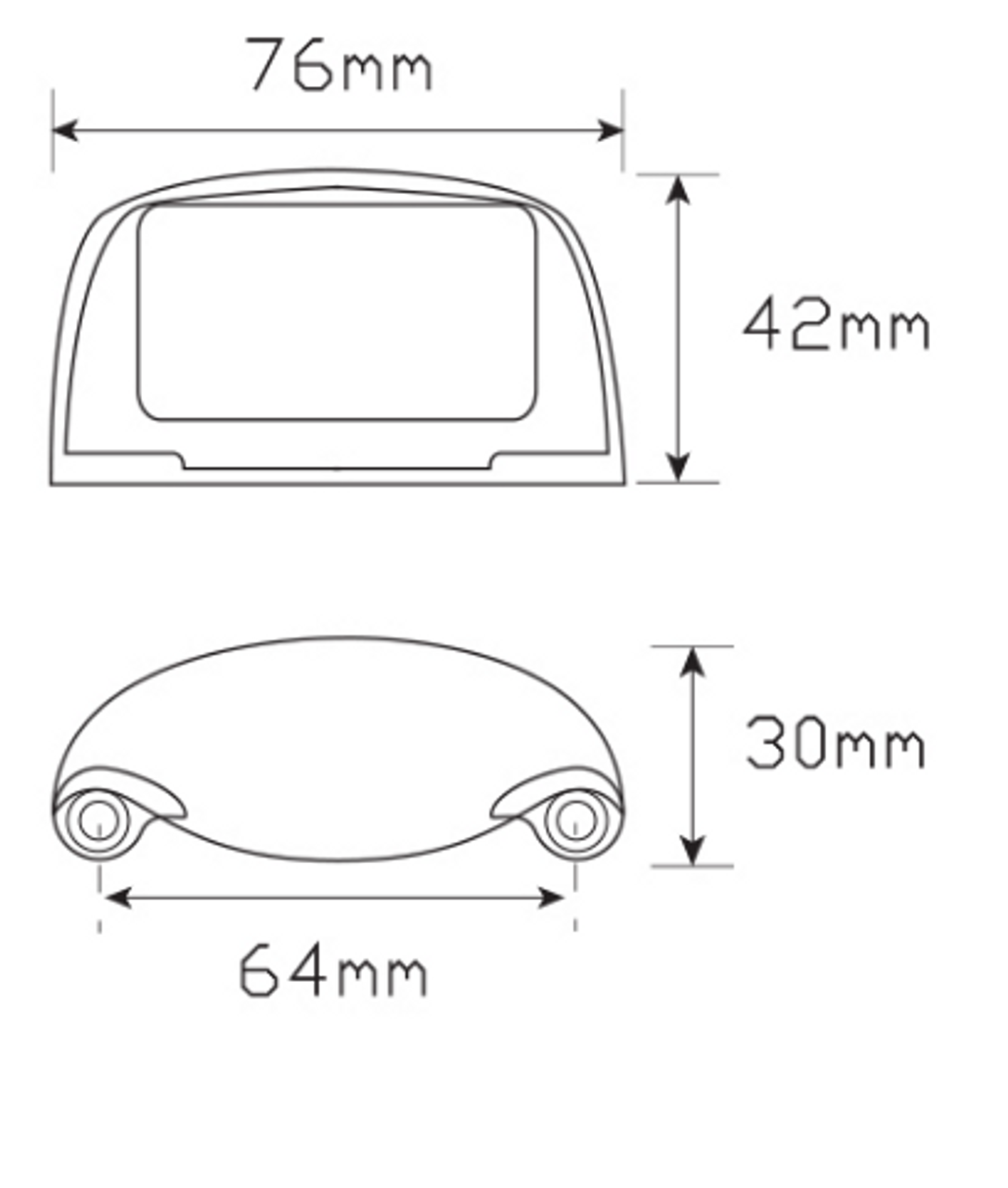 Line Drawing - 35CLM - Licence Plate Lamp Multi-Volt 12v & 24v Chrome Housing Single Pack. AL. Ultimate LED.  