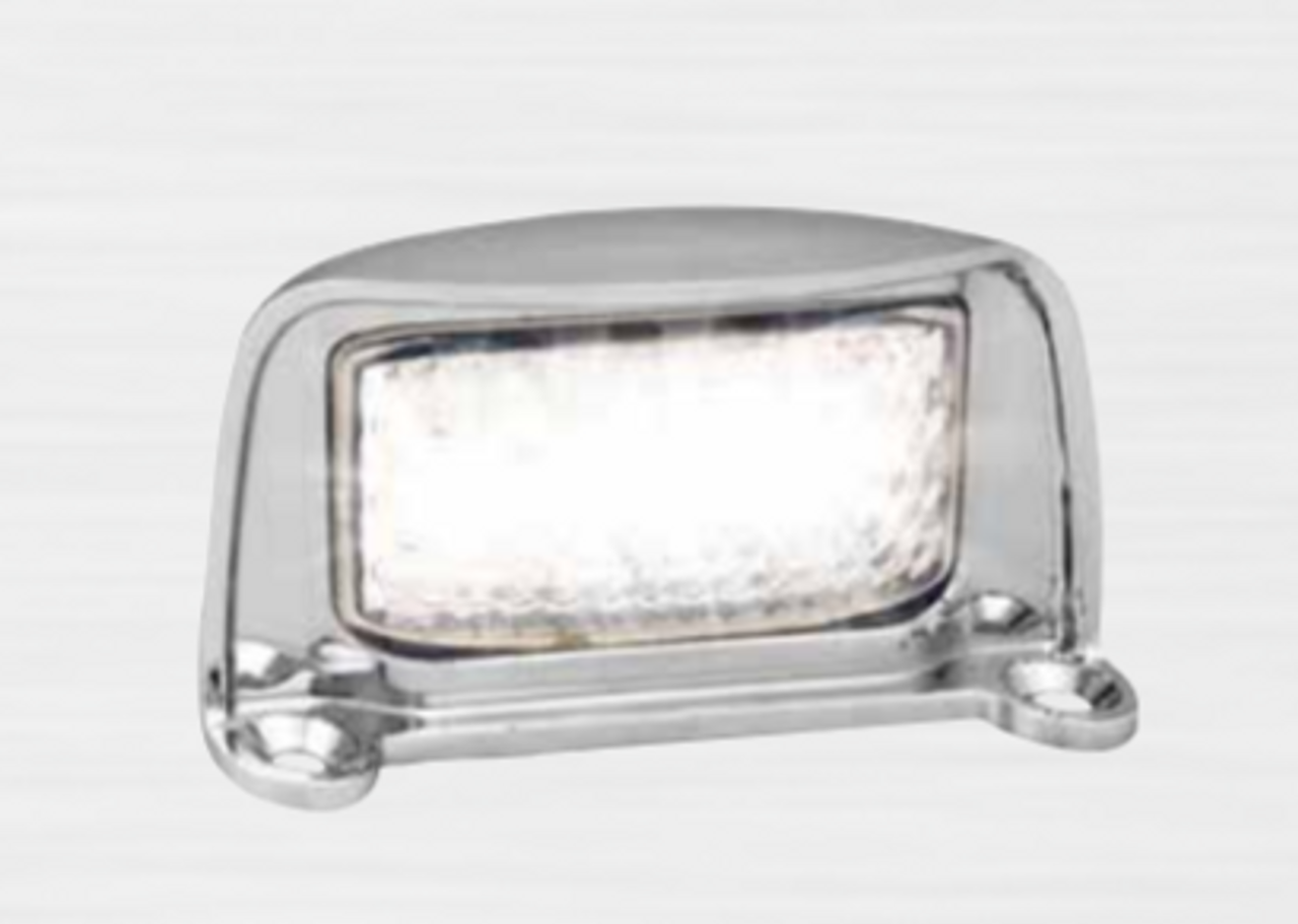 35CLM - Licence Plate Lamp Multi-Volt 12v & 24v Chrome Housing Single Pack. AL. Ultimate LED.  