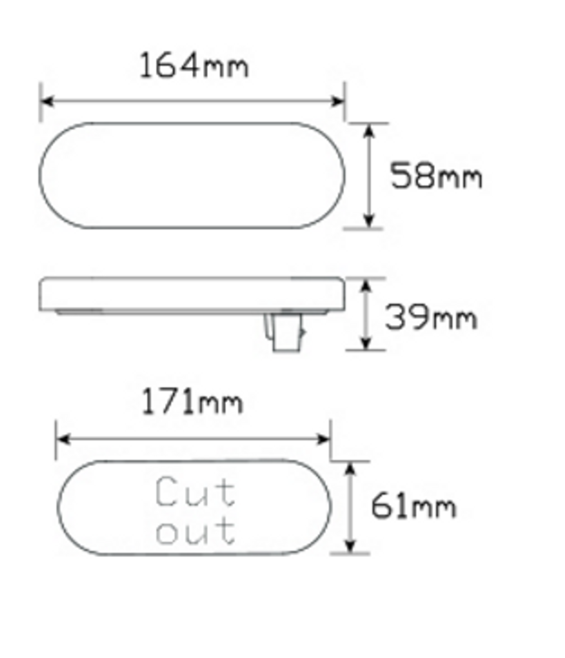 Line Drawing - 5505W - Reverse Light. 12v. Clear Lens & White LED. LED Auto Lamps. Ultimate LED.