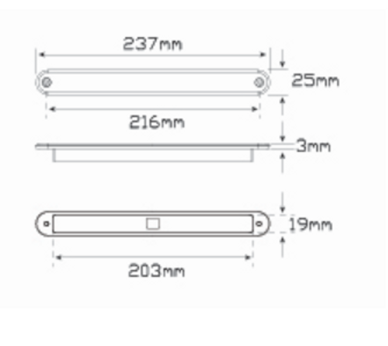 Line Drawing - 235W12E - Reverse Light Single Function Lamp 12v. Clear Lens & White LED. LED Auto Lamps. Ultimate LED.