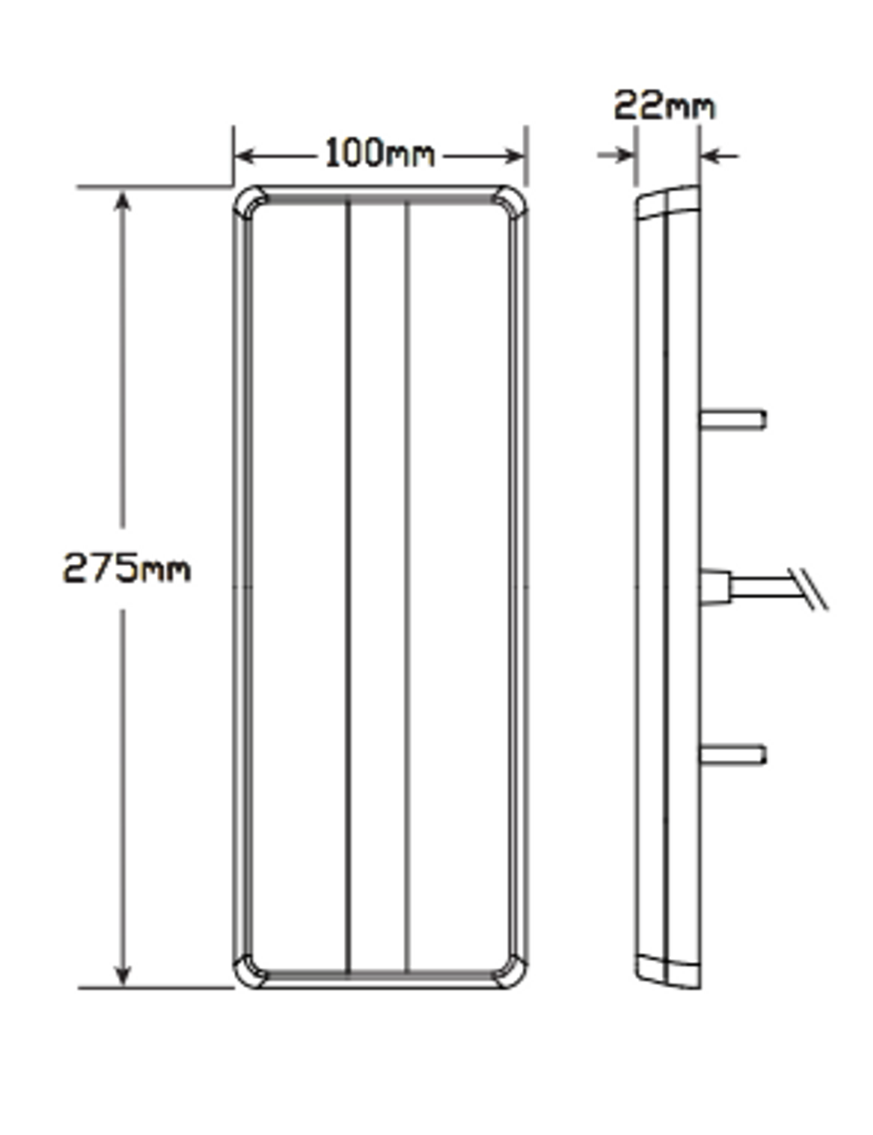 Line Drawing - 275MAR Stop, Tail, Indicator, Reflector Light. Single Light Pack Multi-volt 12v & 24v. AL. Ultimate LED. 