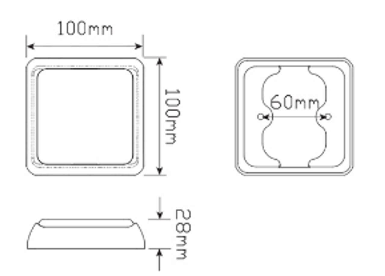 Line Drawing - 80BSTIM - Stop Tail Indicator Multi-Volt 12v & 24v. Single Pack. AL. Ultimate LED.
